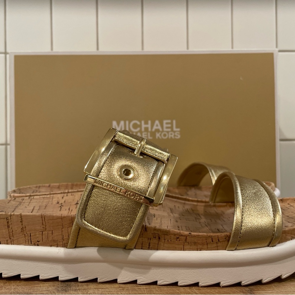 Michael Kors Pale Gold Colby Slides